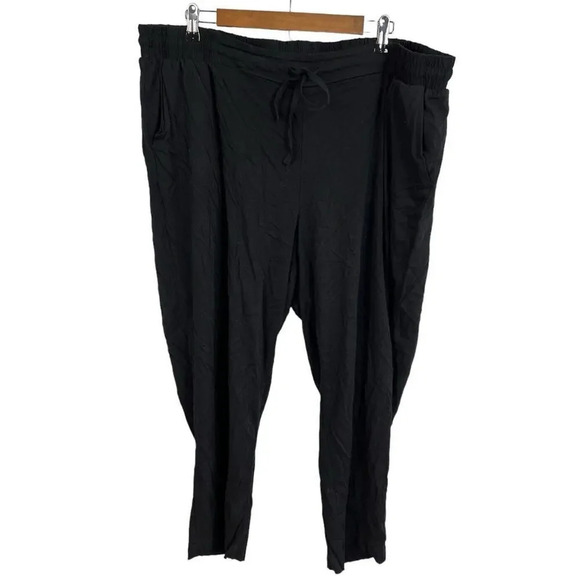 Torrid Relaxed Taper Stretch Challis High-Rise Tie-Front Pant Black Plus Size 3 - Picture 1 of 6